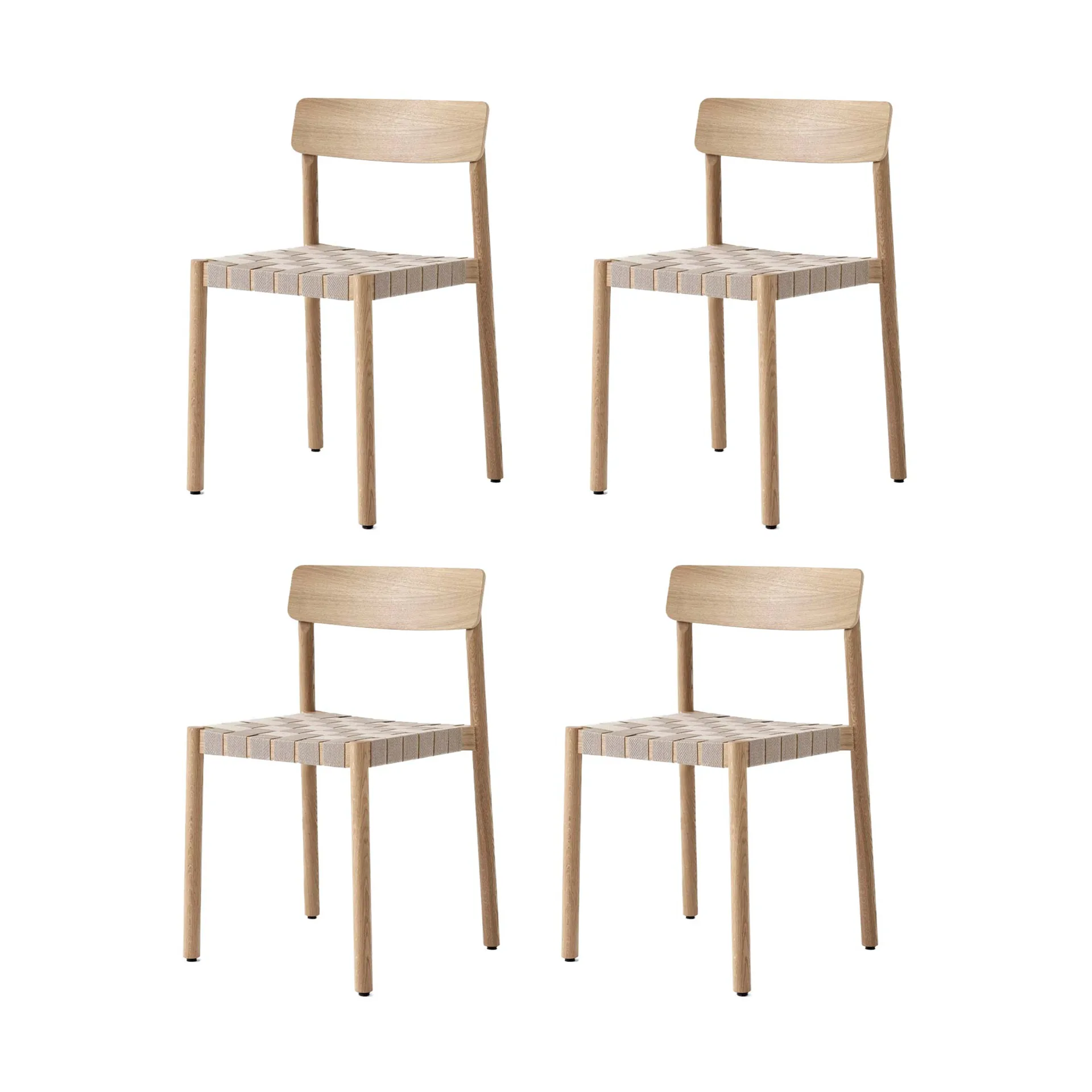 Chaise Betty TK1, Chêne-naturel assise en sangles de lin tressées, lot de 4 &Tradition