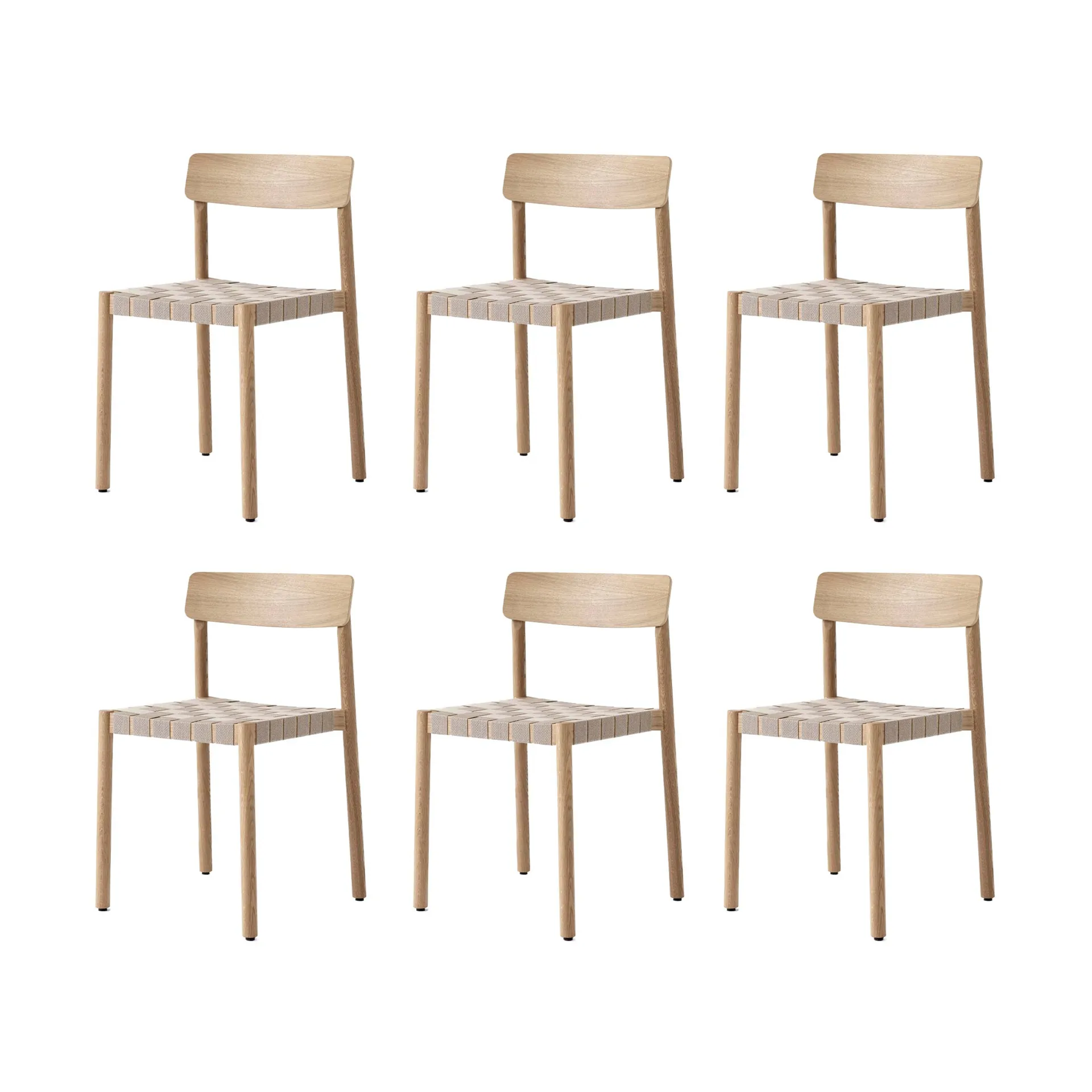 Chaise Betty TK1, Chêne-naturel assise en sangles de lin tressées, lot de 6,  &Tradition