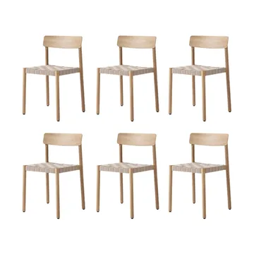 Chaise Betty TK1, Chêne-naturel assise en sangles de lin tressées, lot de 6 - &Tradition