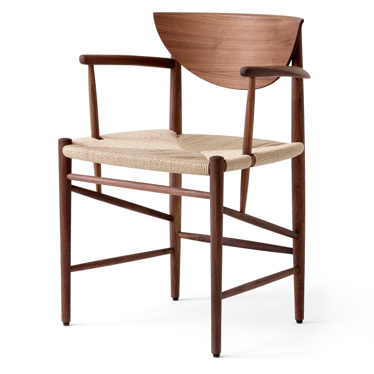 &Tradition Chaise Drawn HM4 avec accoudoirs Noyer | Design Scandinave | Chaises | Marron