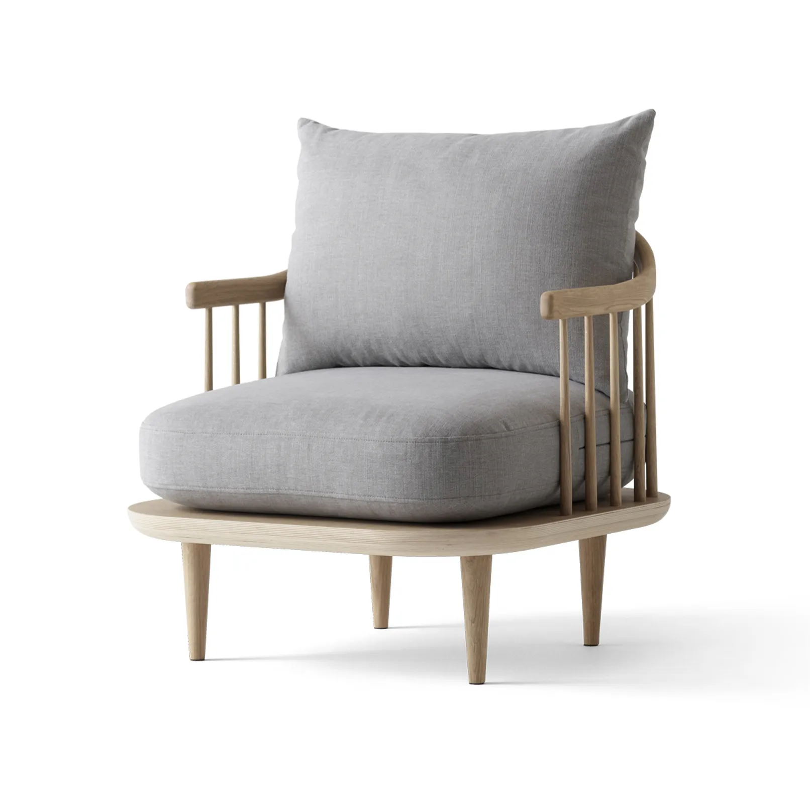Chaise Fly SC10, chêne huilé blanc, gris clair &Tradition