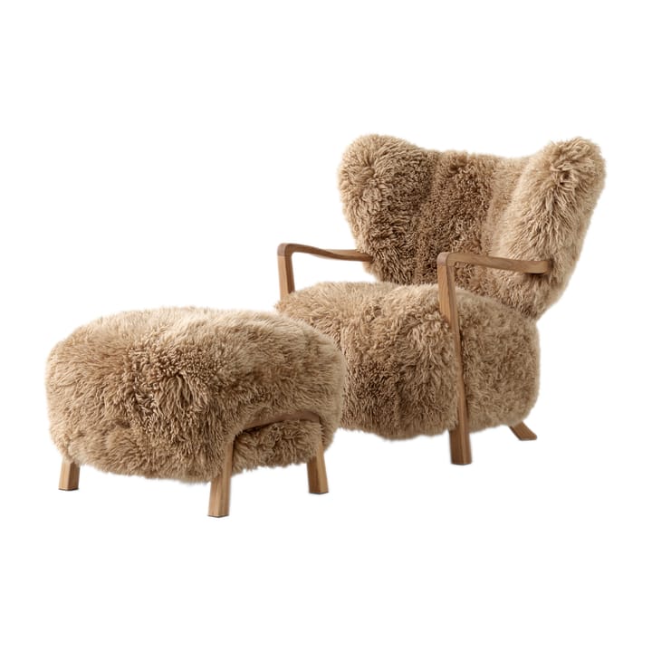 Chaise longue Wulff ATD2 fauteuil et pouf ATD3 - Chêne huilé-Miel peau de mouton - &Tradition