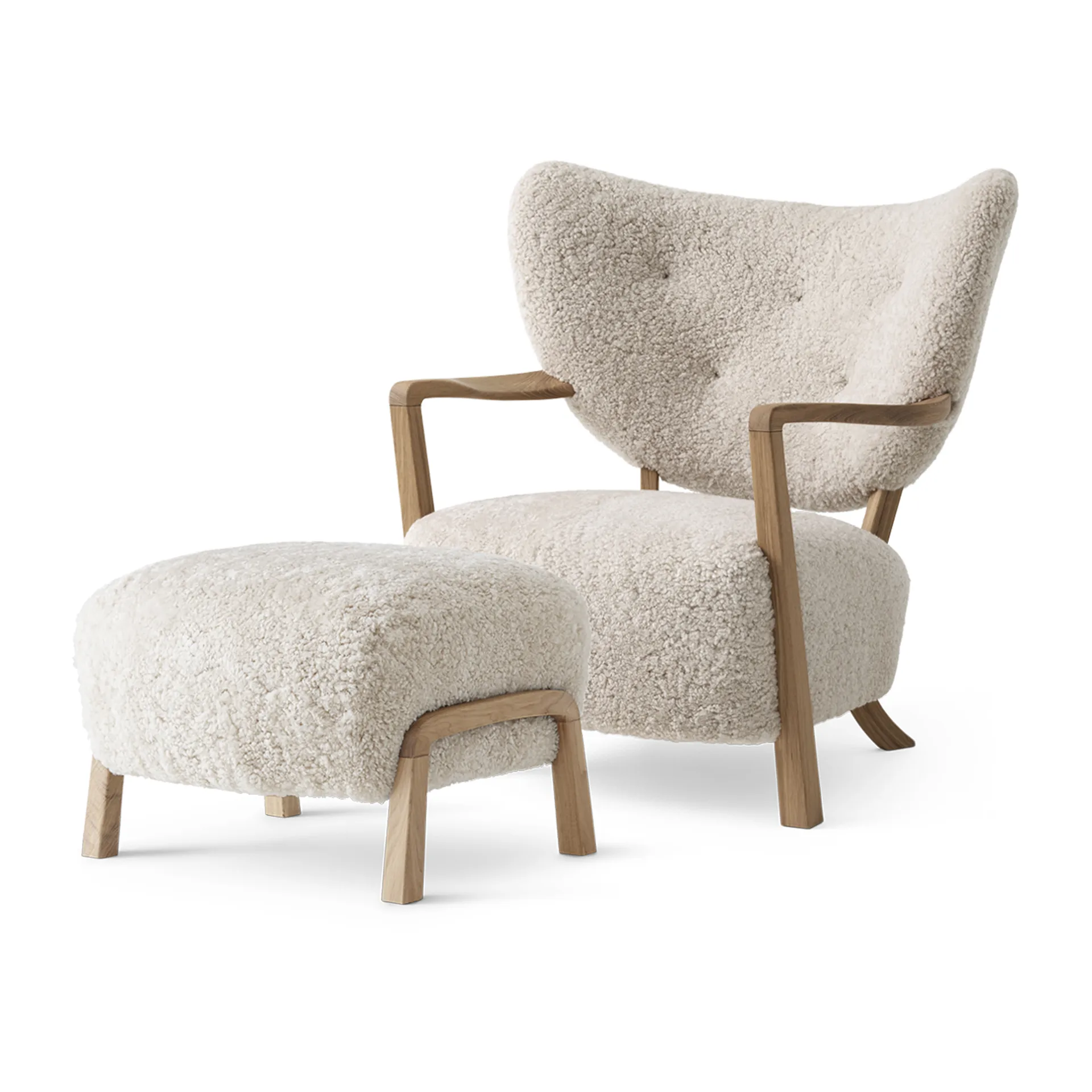 Chaise longue Wulff ATD2 fauteuil et pouf ATD3, Chêne huilé-Moonlight &Tradition