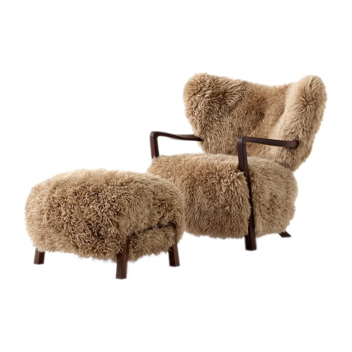 Chaise longue Wulff ATD2 fauteuil et pouf ATD3 - Noyer huilé-Miel peau de mouton - &Tradition