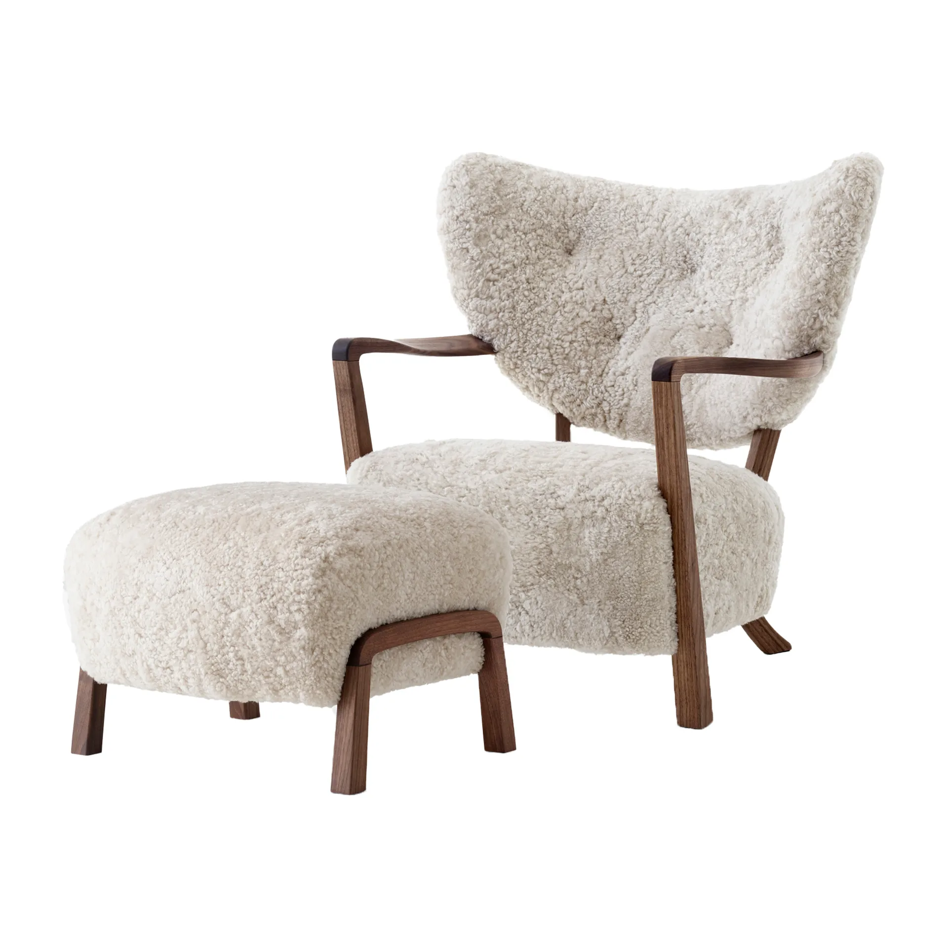 Chaise longue Wulff ATD2 fauteuil et pouf ATD3, Noyer huilé-Moonlight &Tradition