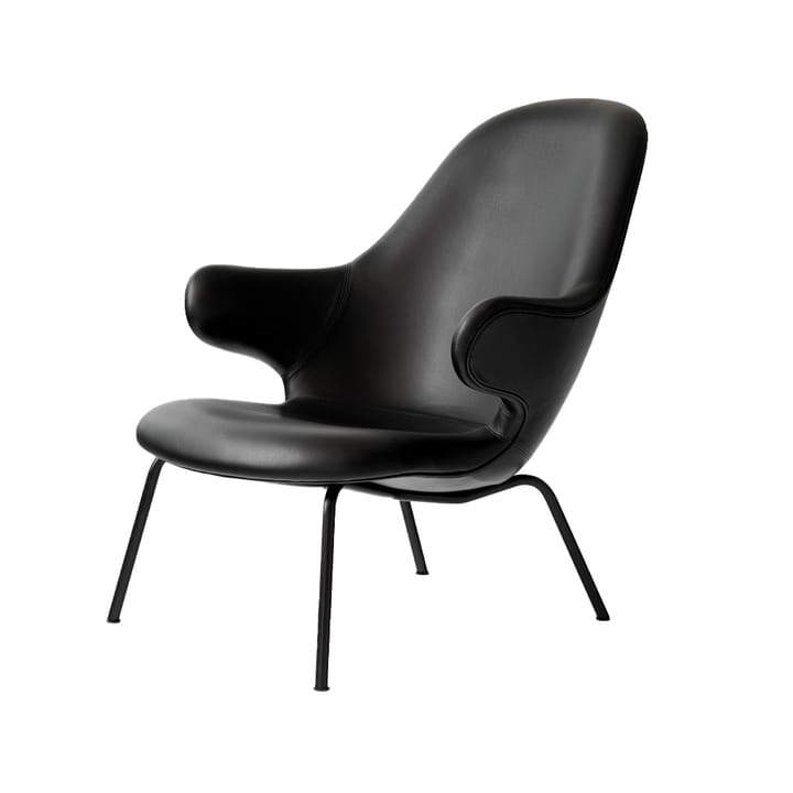 Chaise lounge Catch JH14 - cuir silk black, base en acier laqué noir - &Tradition