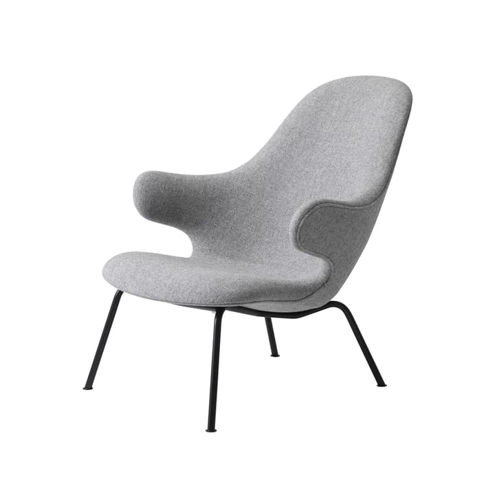 Chaise lounge Catch JH14 - tissu hallingdal 110 grey, base en acier laqué noir - &Tradition