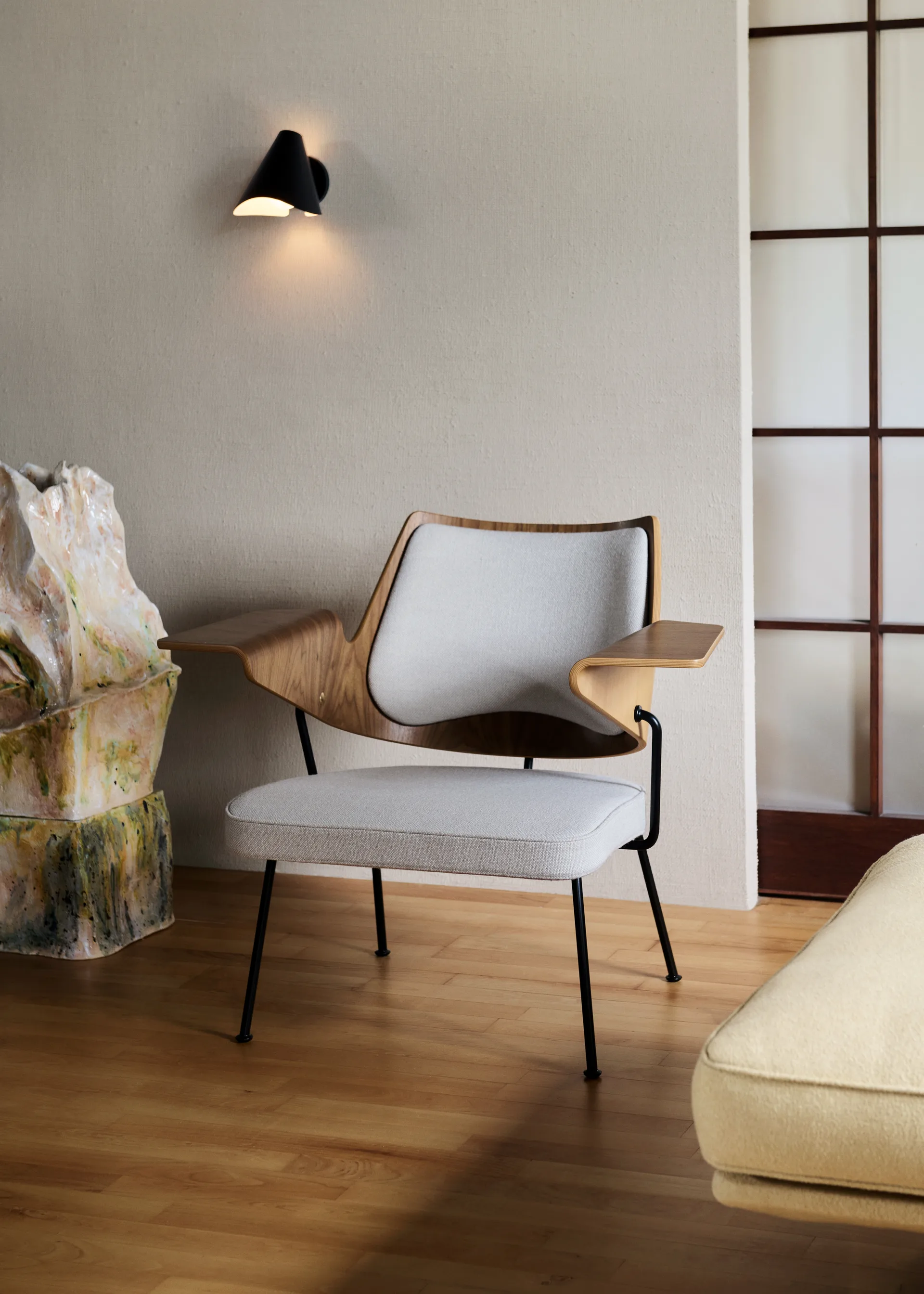 Chaise lounge RFH RD8, Walnut-beech-offwhite &Tradition