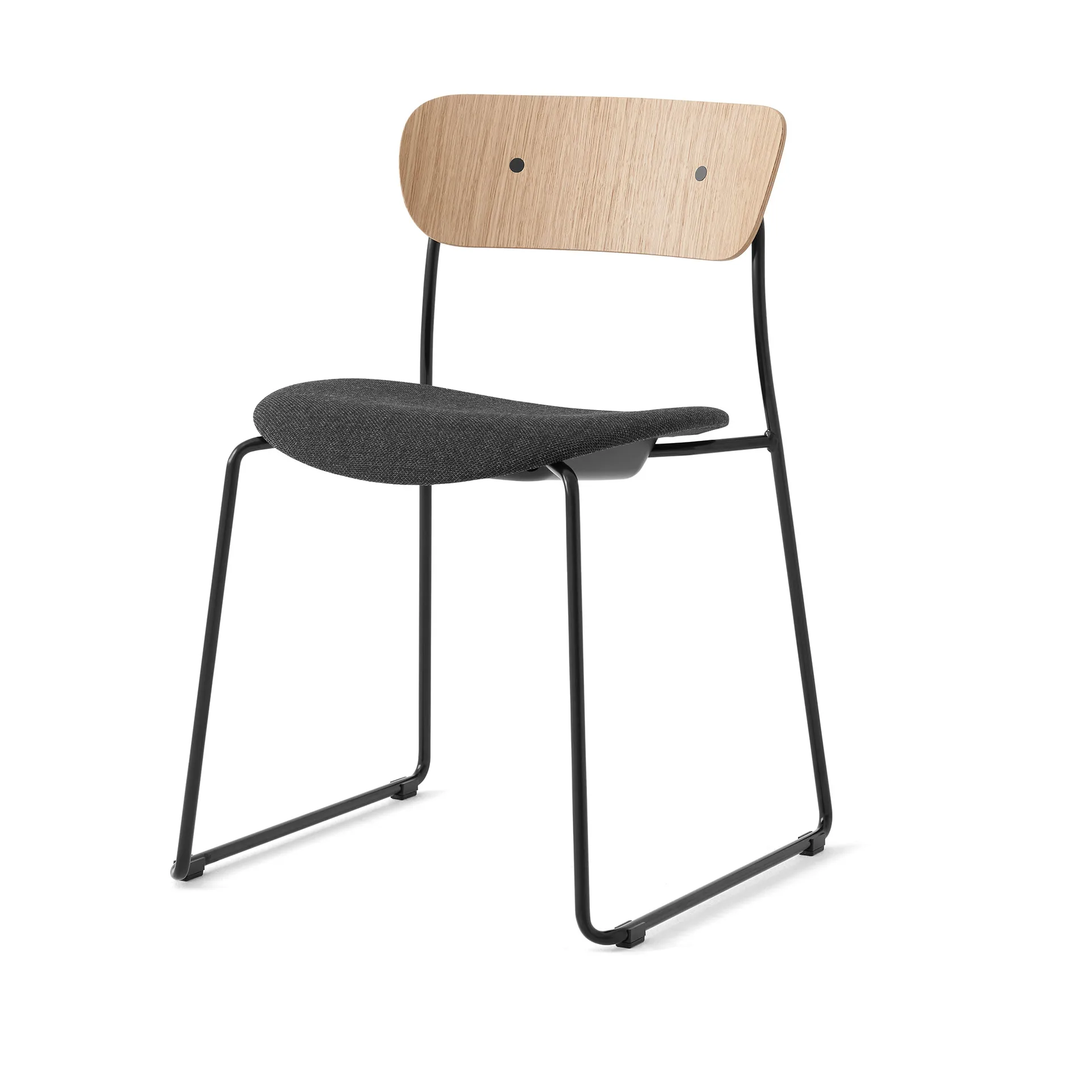 Chaise Pavilion AV52 assise rembourrée, Black-Re-wool 0198 &Tradition