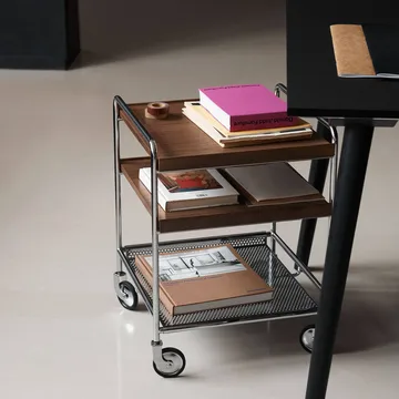 Chariot de service Alima NDS2 - Noyer laqué-chrome - &Tradition