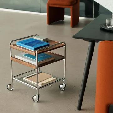 Chariot de service Alima NDS2 - Noyer laqué-chrome - &Tradition