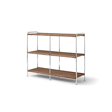 Étagère Alima NDS5 - Noyer laqué-chrome, 123x95x38 cm - &Tradition