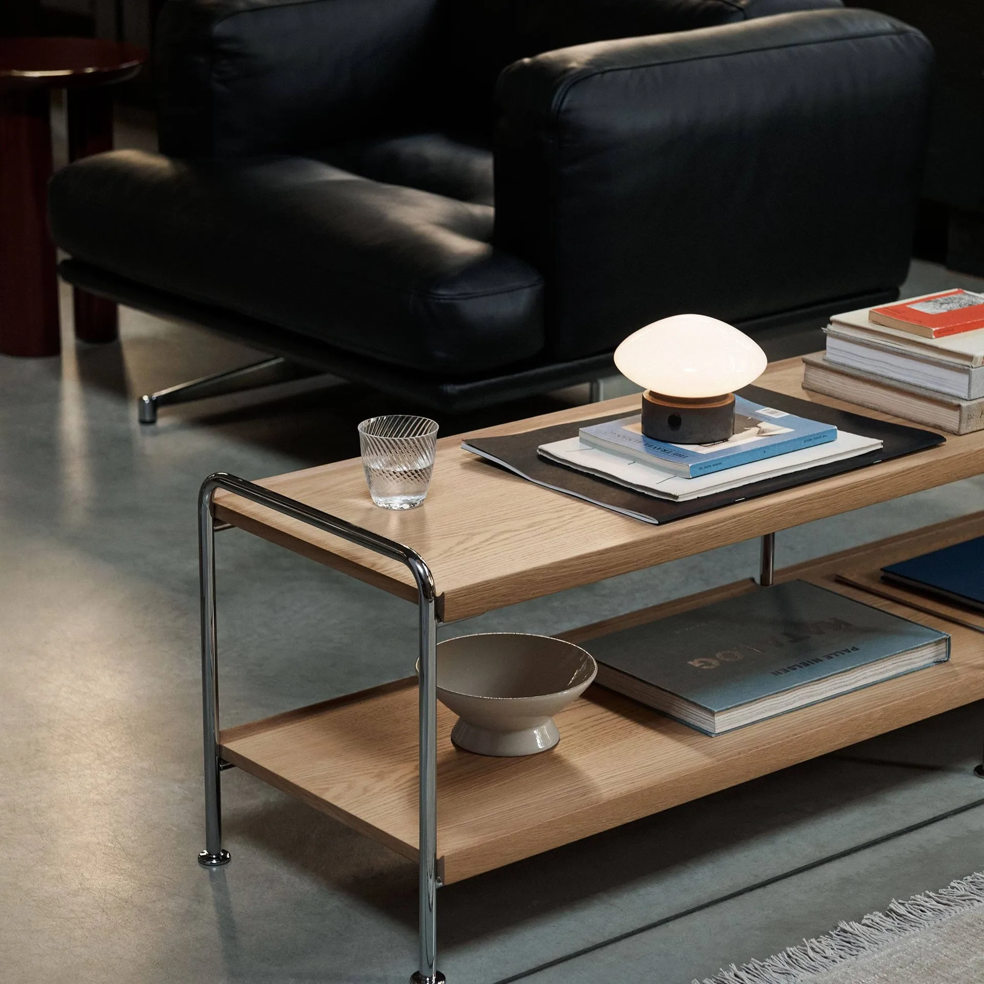 Étagère console Alima NDS4, Chêne laqué-chrome, 162x42x38 cm &Tradition