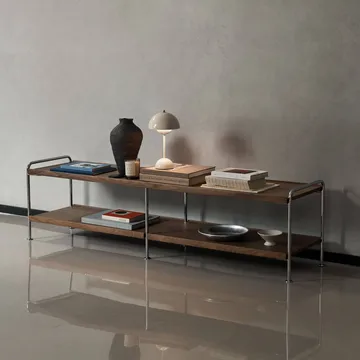 Étagère console Alima NDS4 - Noyer laqué-chrome, 162x42x38 cm - &Tradition