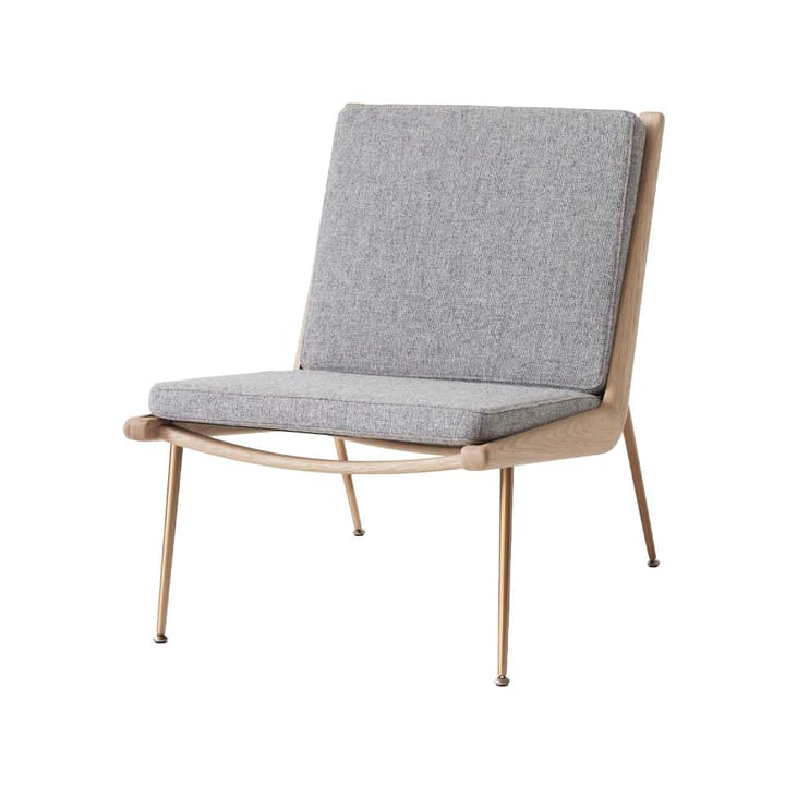 Fauteuil Boomerang HM1 - tissu hallingdal 130 gris, pieds en chêne huilé blanc - &Tradition