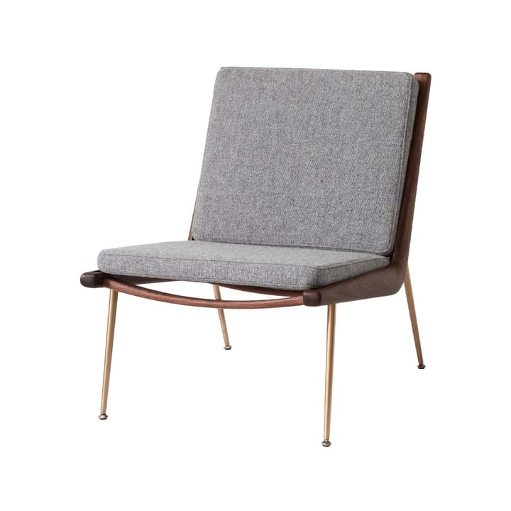 Fauteuil Boomerang HM1 - tissu hallingdal 130 gris, pieds en noyer huilé - &Tradition