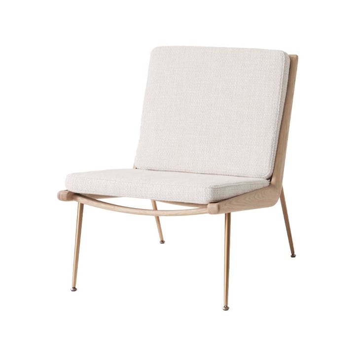 Fauteuil Boomerang HM1 - tissu loop cream, pieds en chêne huilé blanc - &Tradition