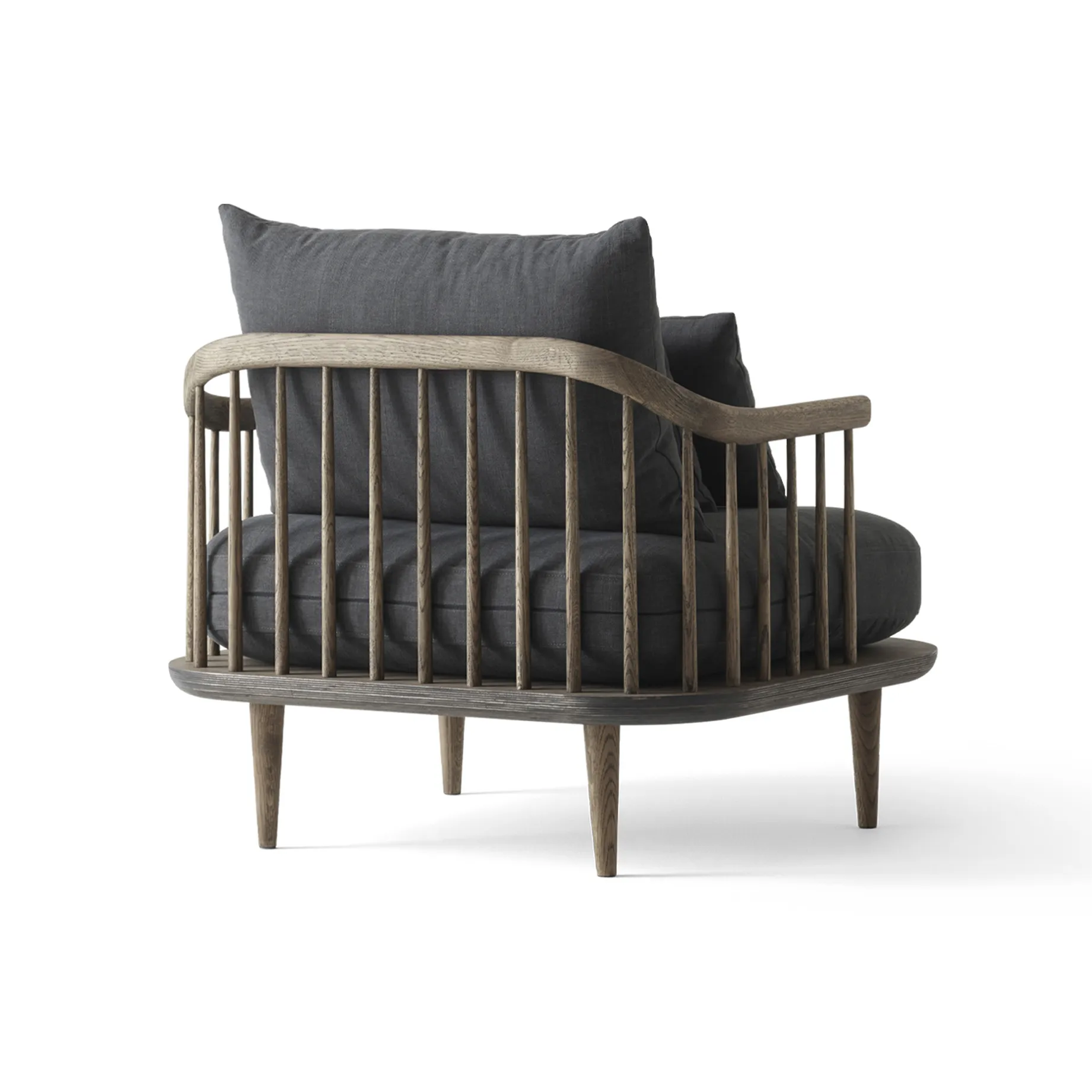 Fauteuil Fly SC1, chêne huilé fumé + tissu gris &Tradition