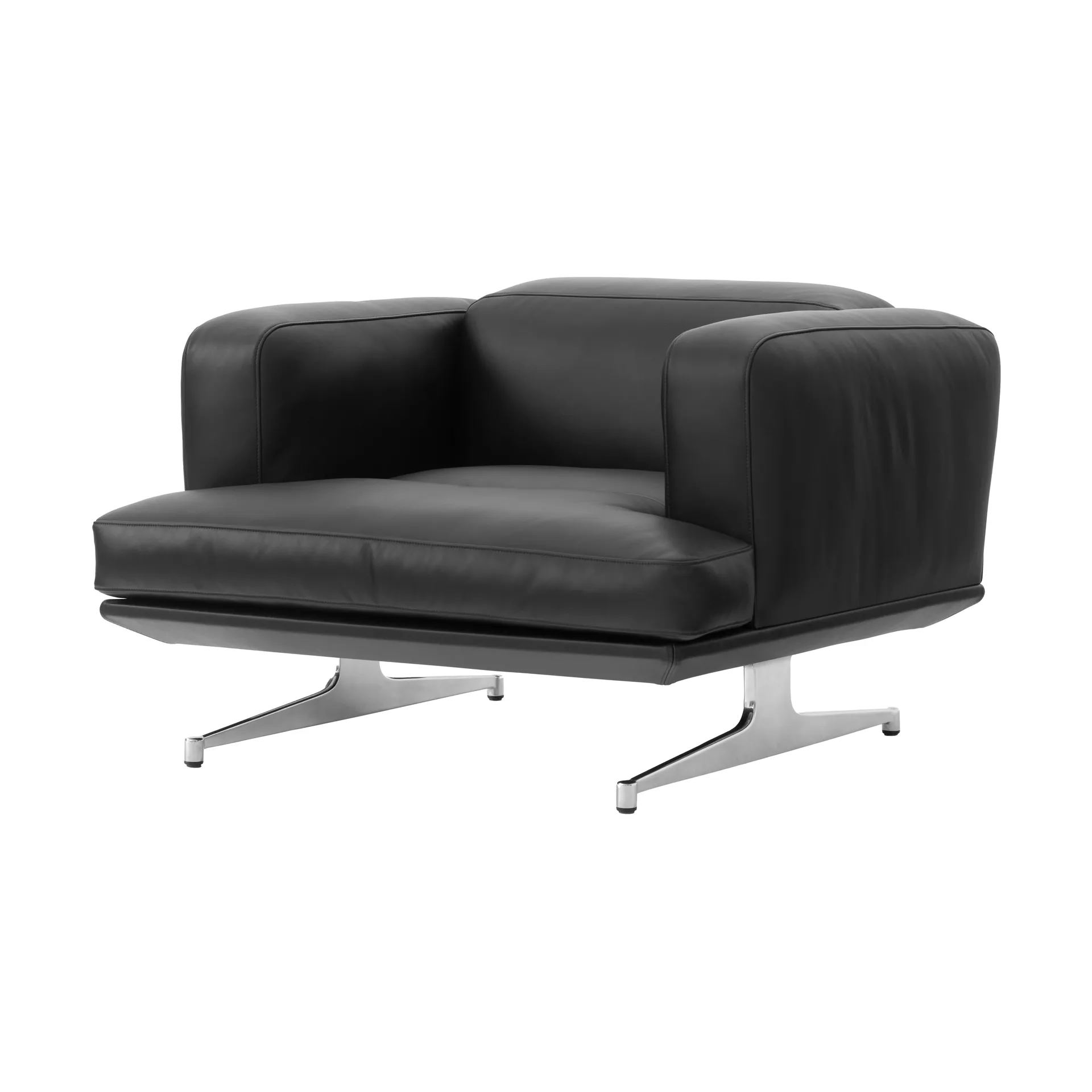Fauteuil Inland AV21, Aluminium poli noir en cuir noble &Tradition