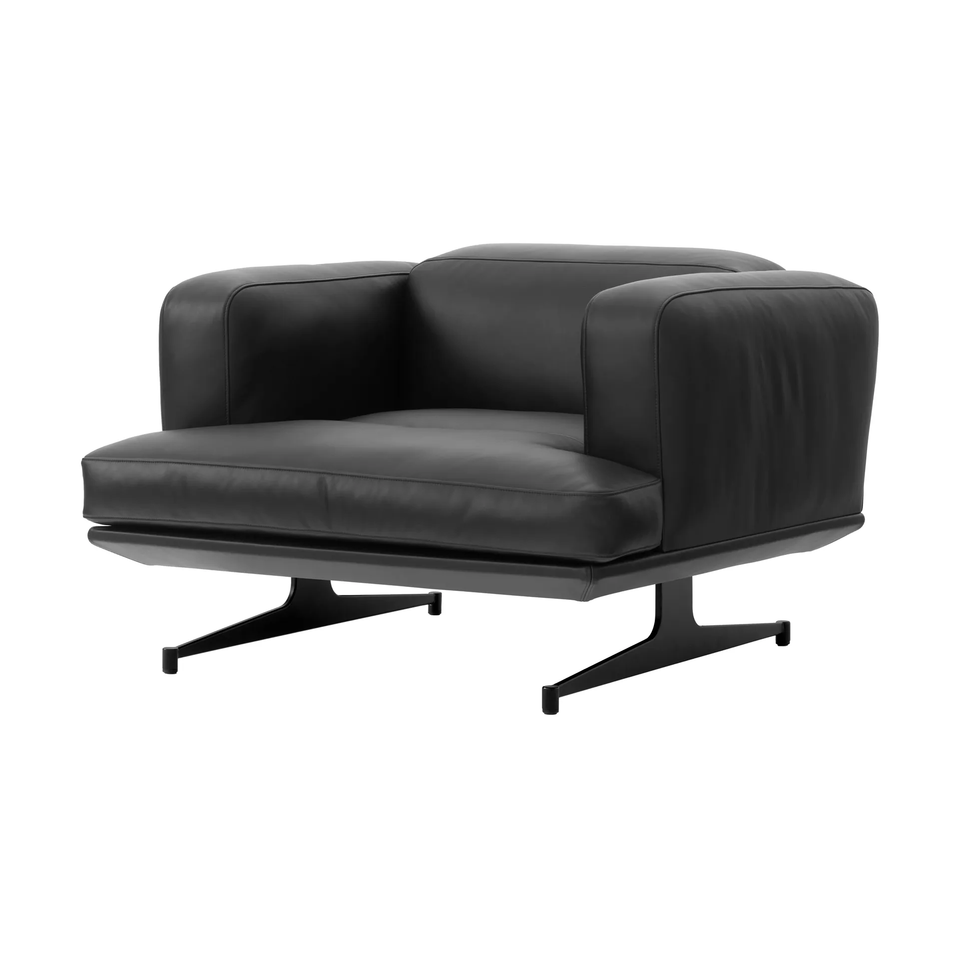 Fauteuil Inland AV21, Noble cuir noir - noir chaud &Tradition