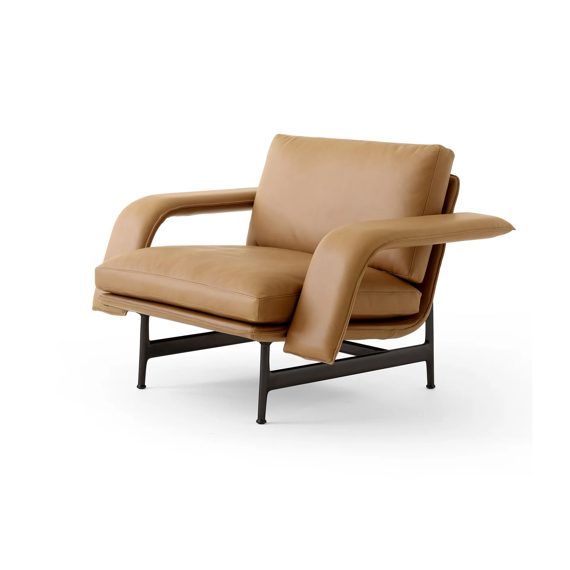 Fauteuil lounge Meantime AV29, Warm black-Noble leather Cognac &Tradition