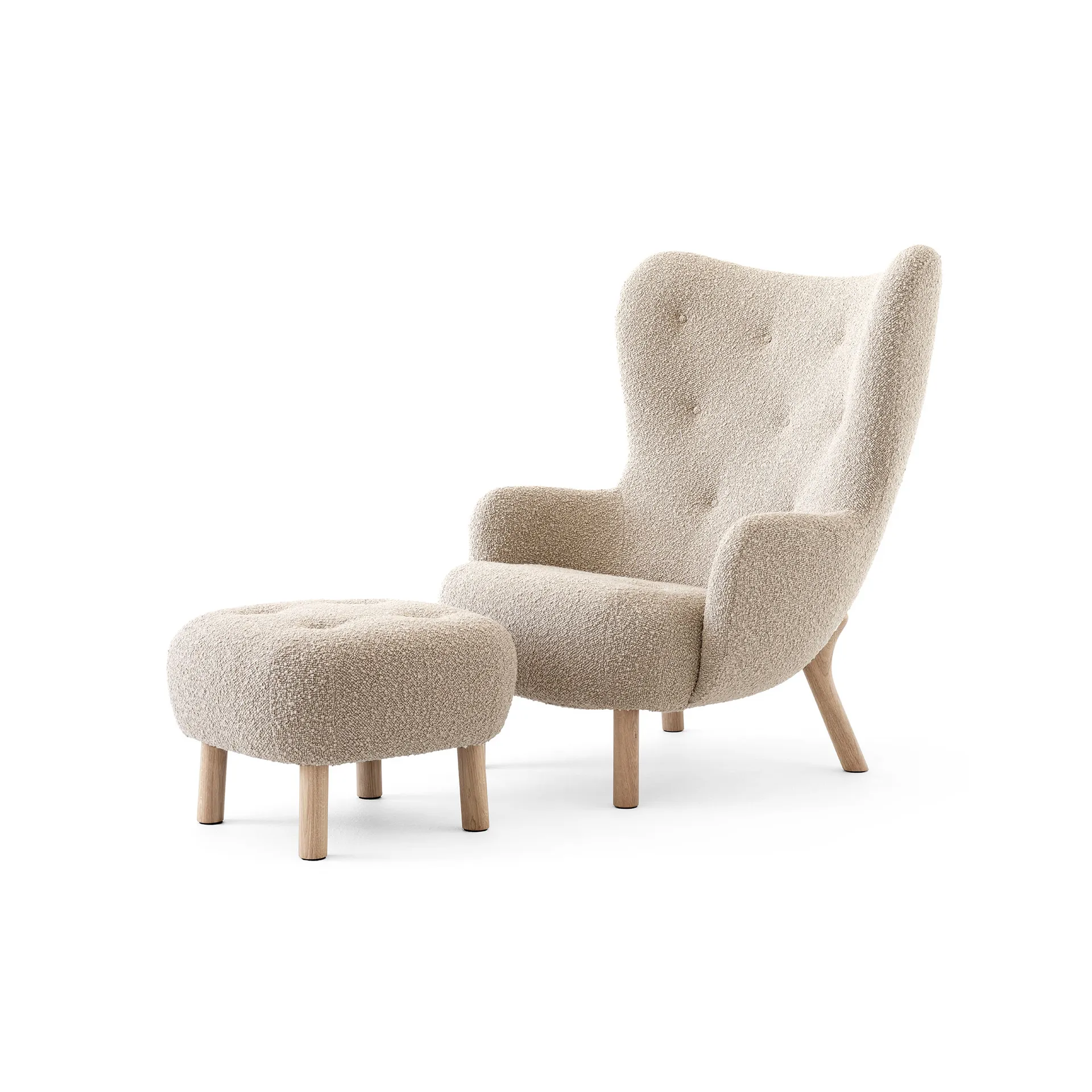 Fauteuil Petra VB3 High incl. pouf ATD1, Chêne huilé-Karakorum 003 &Tradition