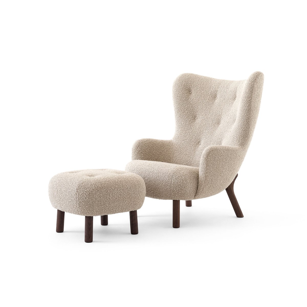 &Tradition Fauteuil Petra VB3 High incl. pouf ATD1 Noix huilée-Karakorum 003