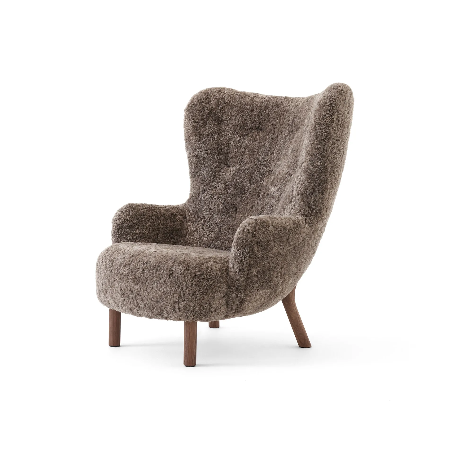 Fauteuil Petra VB3 High, Noix de Grenoble huilée-Sheepskin Sahara &Tradition