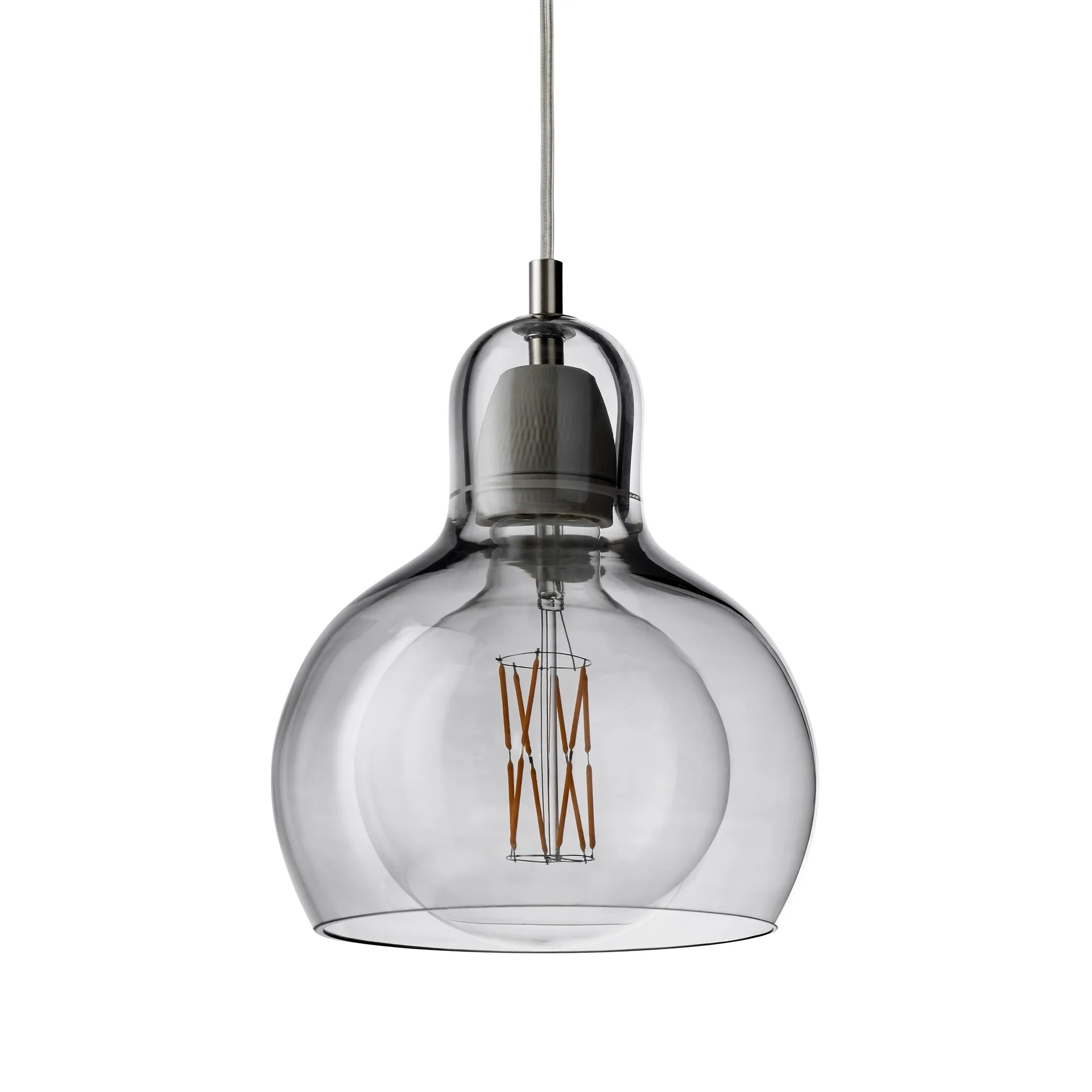 Lampe à suspension Mega Bulb, Argenté-câble transparent &Tradition