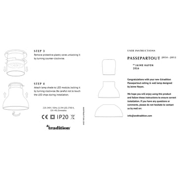 Lampe Passepartout JH12 montage fixe - Doré - &Tradition