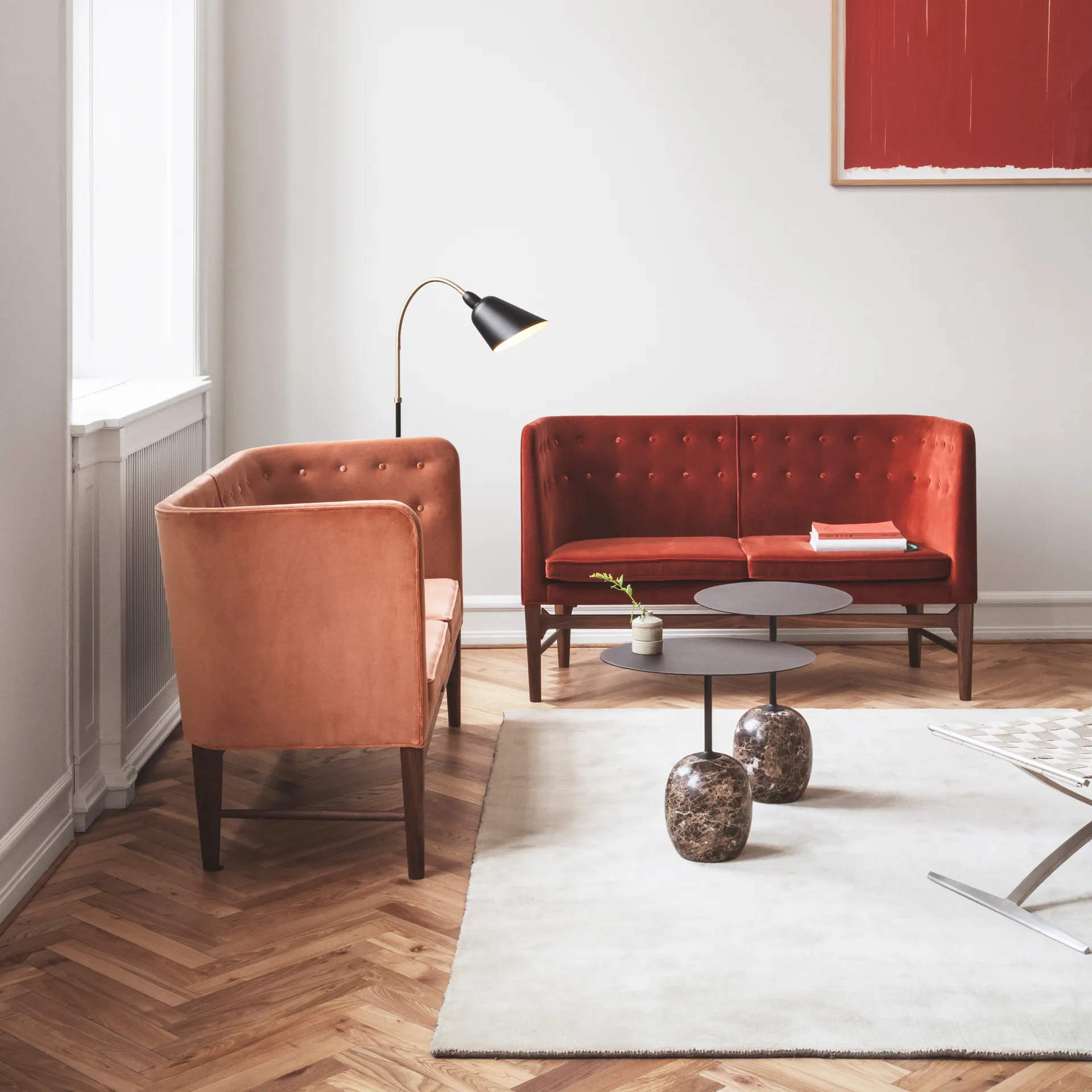 Lampe sur pied Bellevue AJ7, Noir-laiton &Tradition