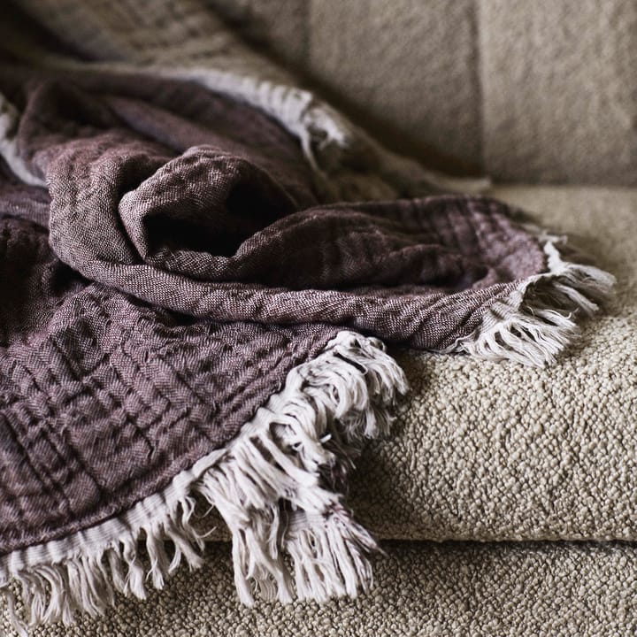 Plaid en laine Collect SC33 260x260 cm, Cloud & Burgundy (beige-rouge) &Tradition