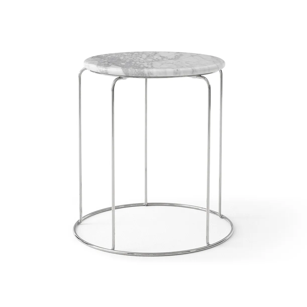 Plateau Wire Stool VP11 Ø38 cm, Bianco Carrara marbre &Tradition