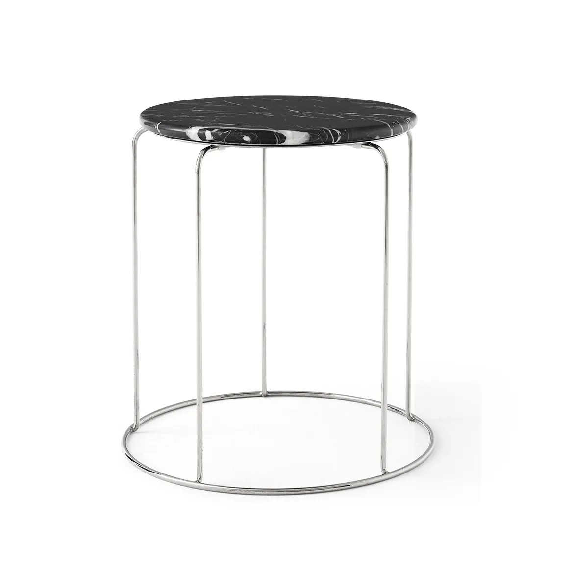 Plateau Wire Stool VP11 Ø38 cm, Nero Marquina marbre &Tradition