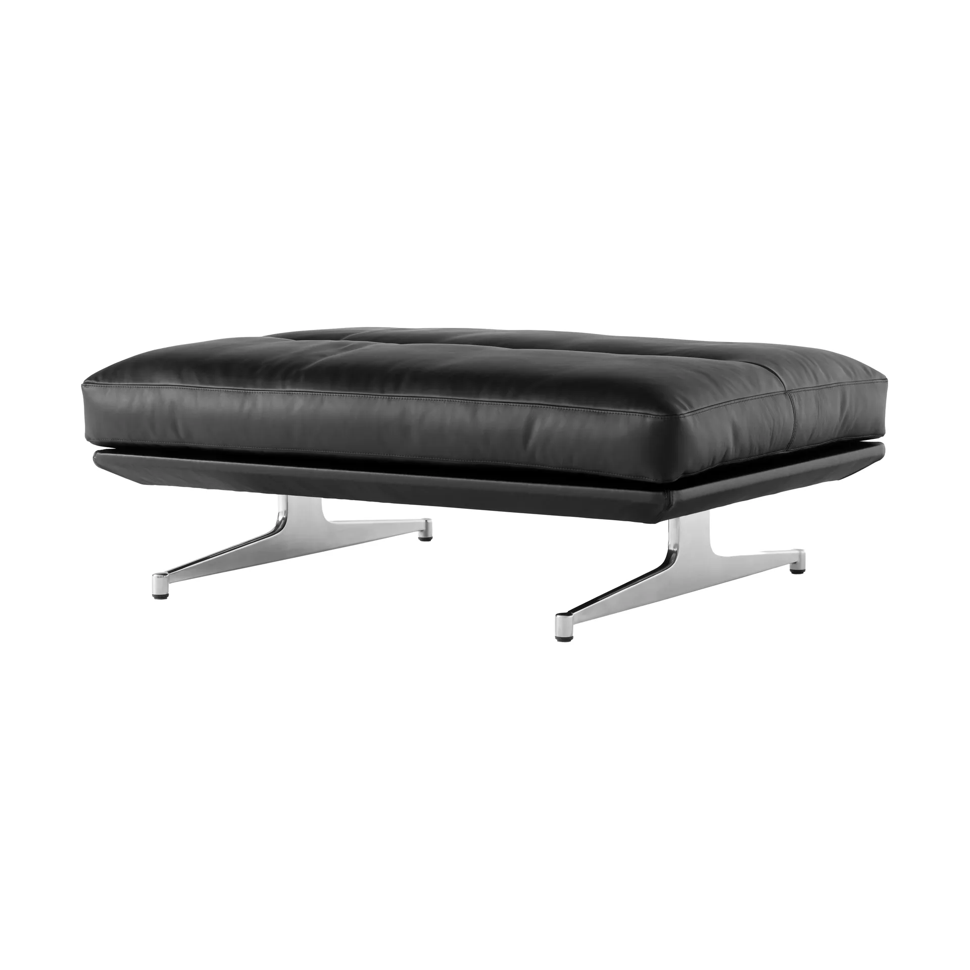 Pouf Inland AV32 78x113 cm, Aluminium poli noir en cuir noble &Tradition