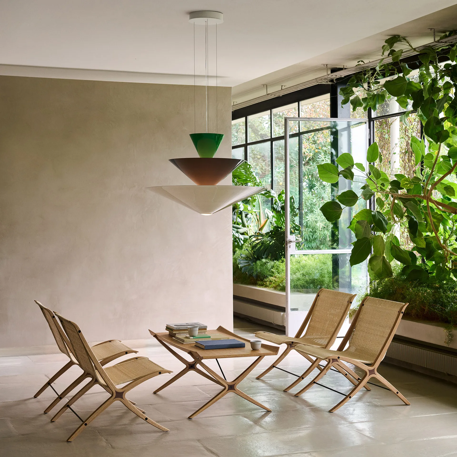 Suspension Gio LN15 Ø92 cm, Signal green-deep blue-ecru &Tradition