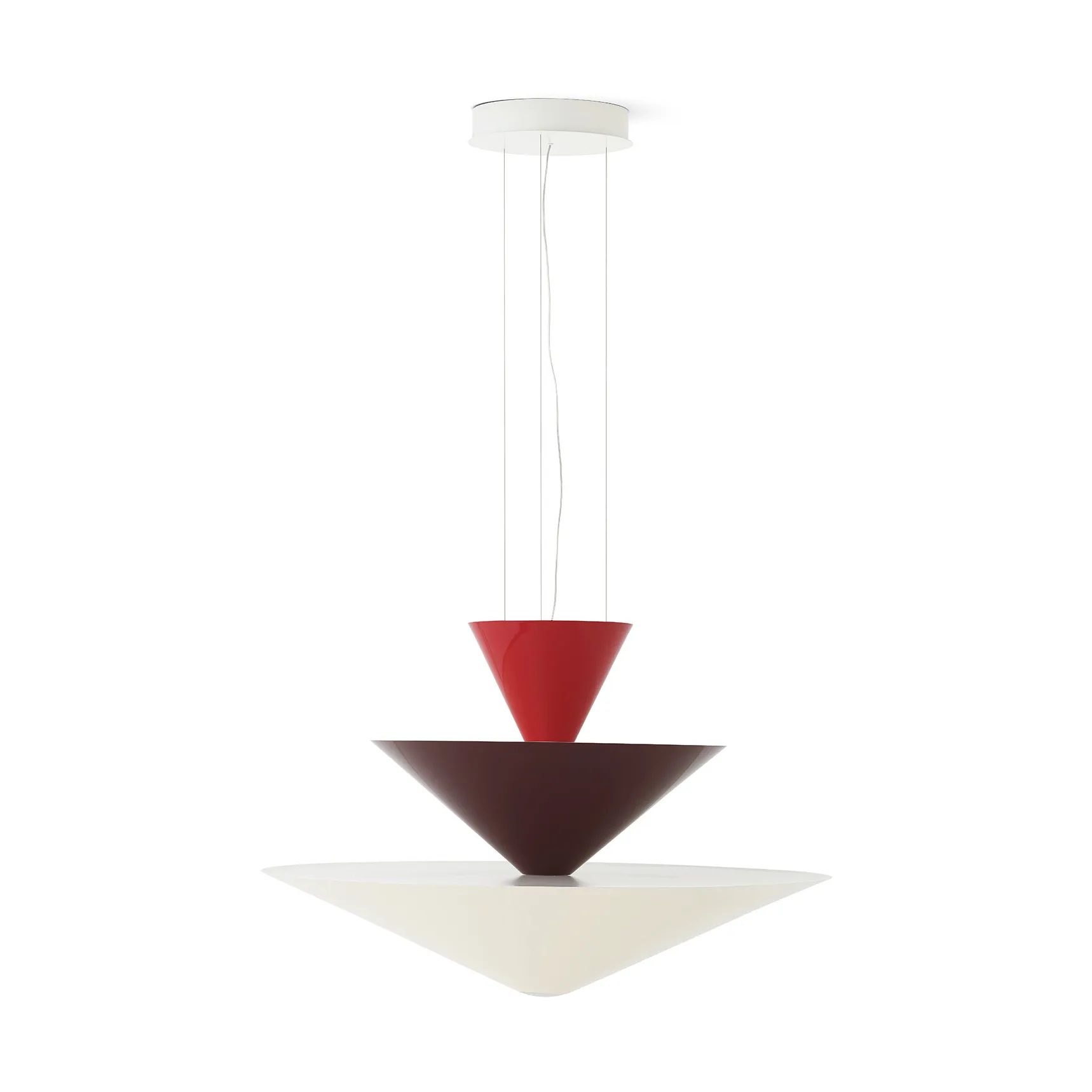 Suspension Gio LN15 Ø92 cm, Vermilion red-d. burgundy-ecru &Tradition