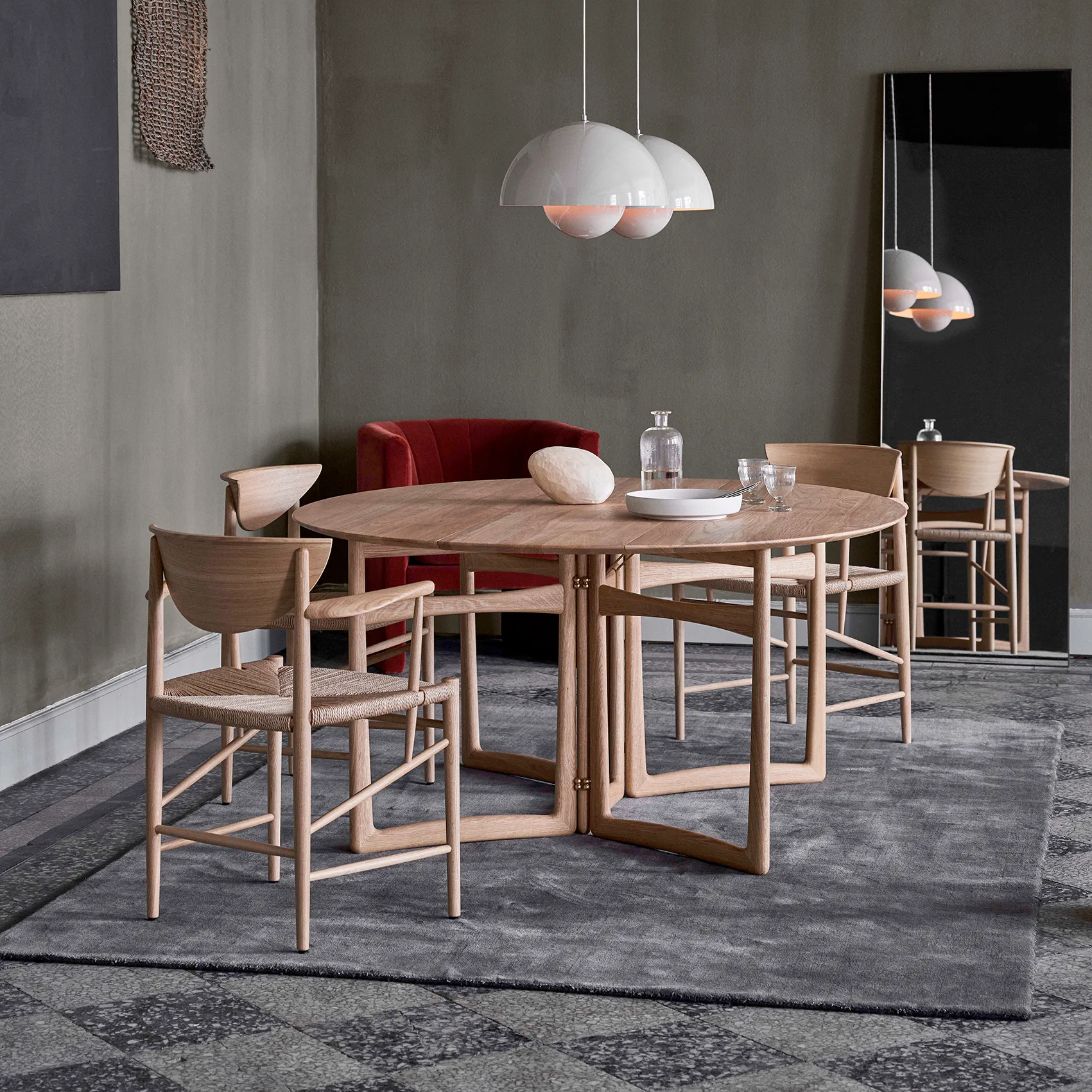 Table à manger Drop Leaf HM6, Chêne huilé blanc &Tradition