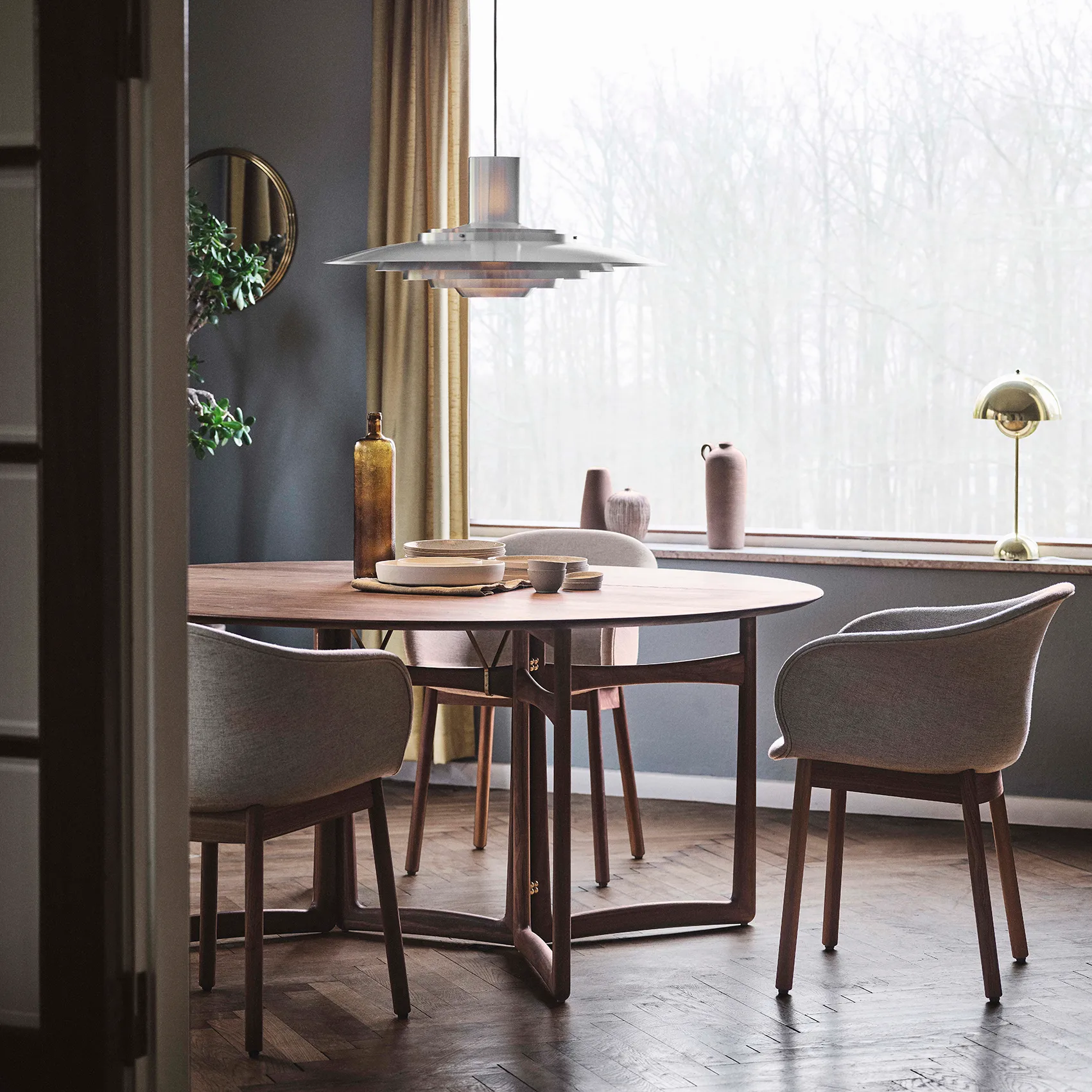 Table à manger Drop Leaf HM6, Noyer &Tradition