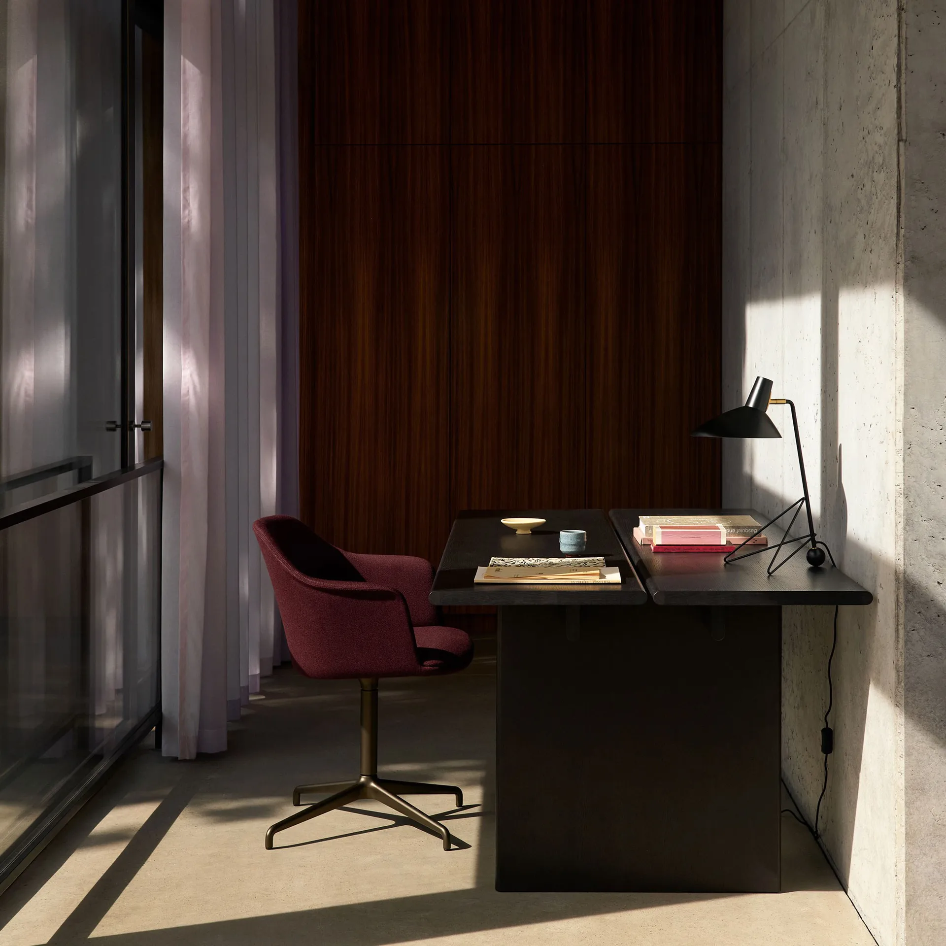 Table à manger Ita OS1 avec gestion des câbles 95x200 cm, Dark stained oak &Tradition