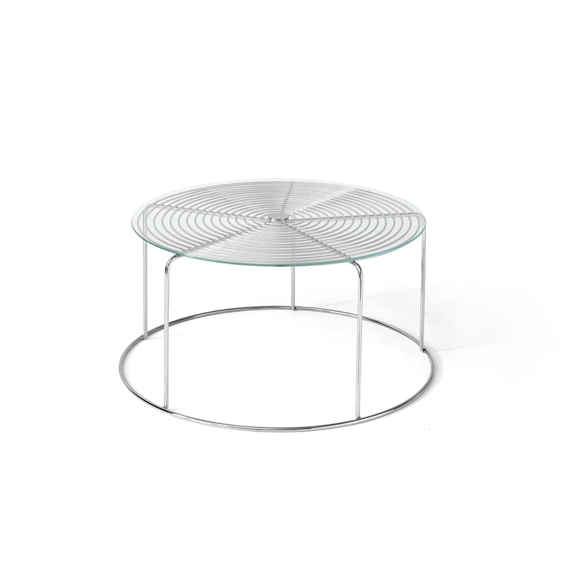 Table basse Wire VP17, Acier inoxydable-verre, Ø74x36 cm &Tradition