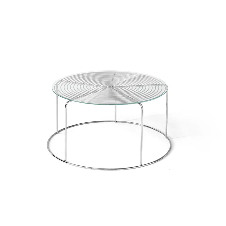 Table basse Wire VP17 - Acier inoxydable-verre, Ø74x36 cm - &Tradition