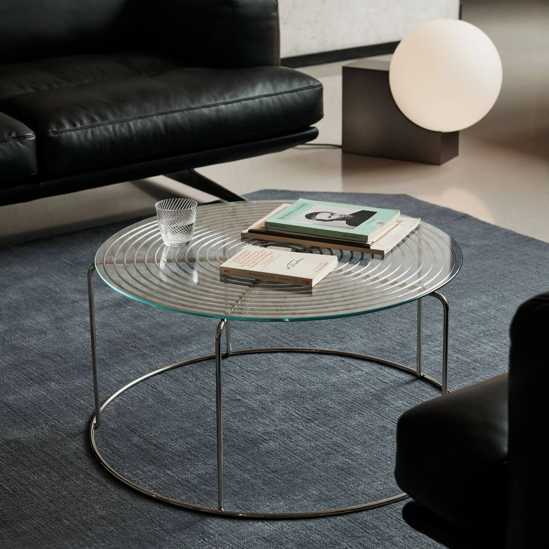 Table basse Wire VP17, Acier inoxydable-verre, Ø74x36 cm &Tradition