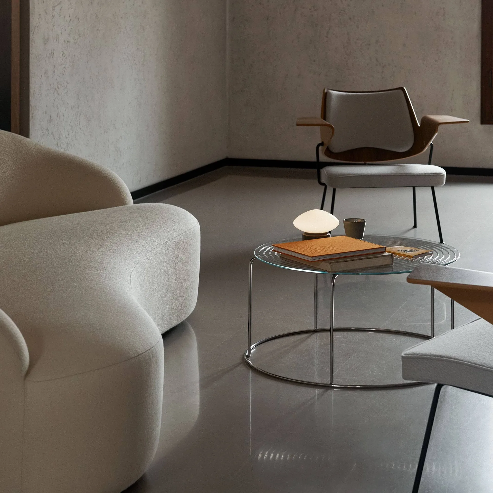 Table basse Wire VP17, Acier inoxydable-verre, Ø74x36 cm &Tradition