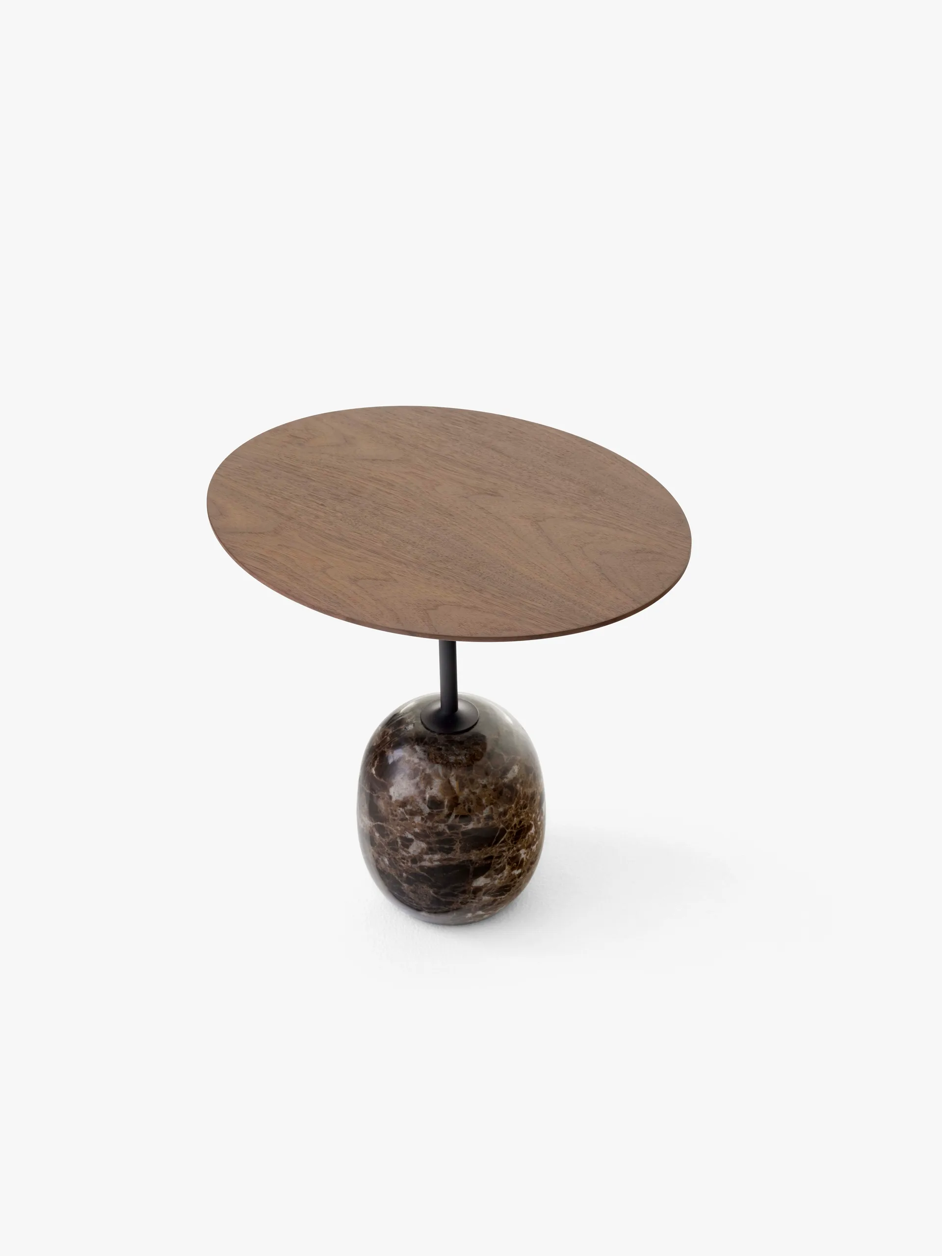 Table d'appoint Lato LN9, Walnut-Emparador marble &Tradition