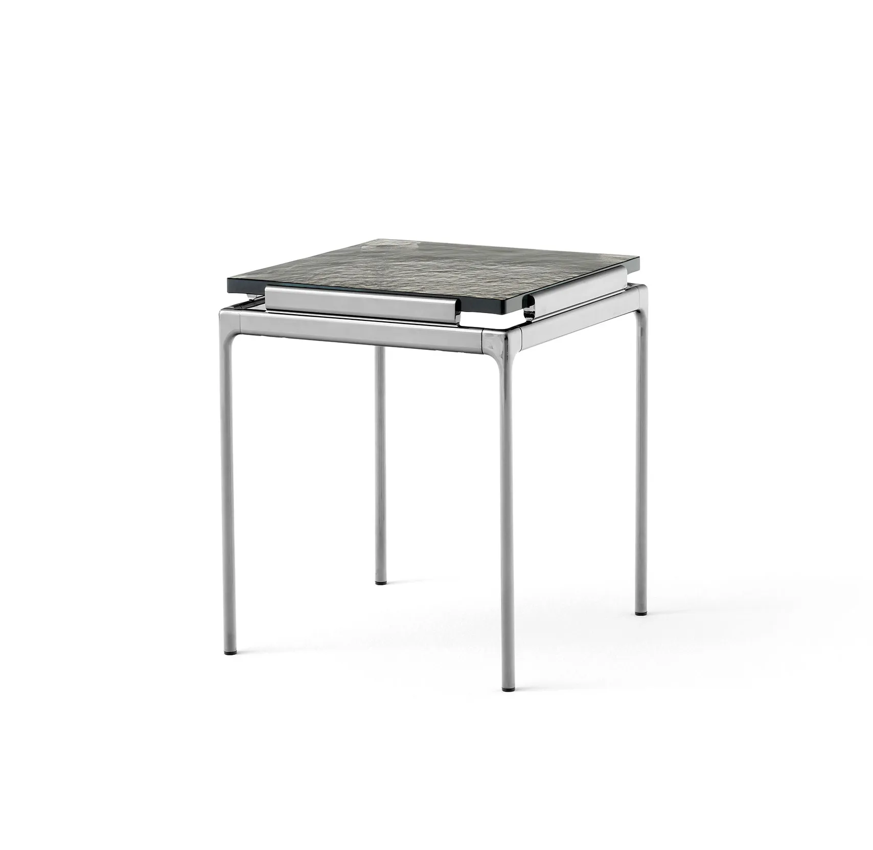 Table d'appoint LN11 Sett, Smoked cast glass-dark chrome &Tradition