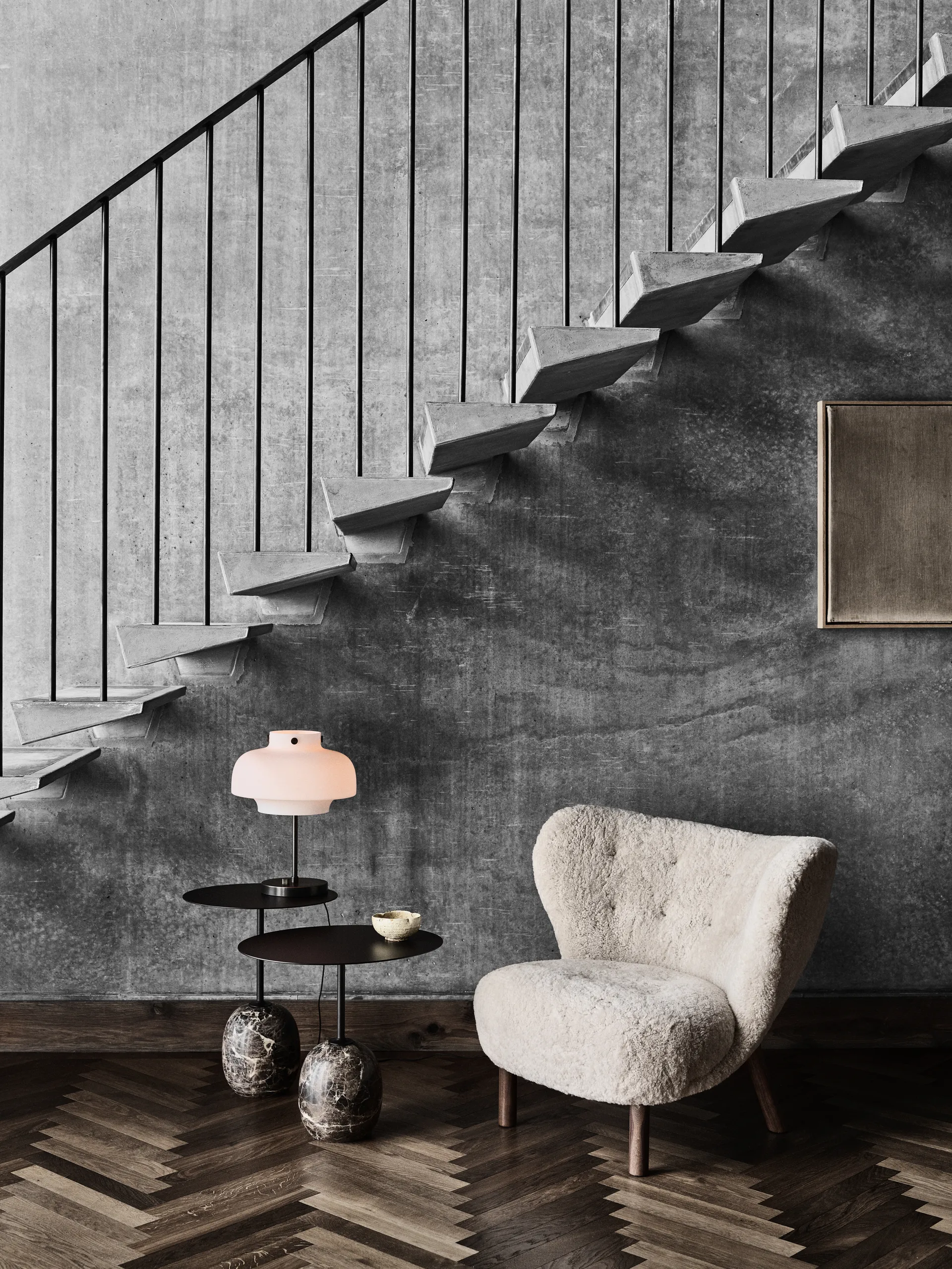 Table Lato LN8, Warm black-Emparador marble &Tradition