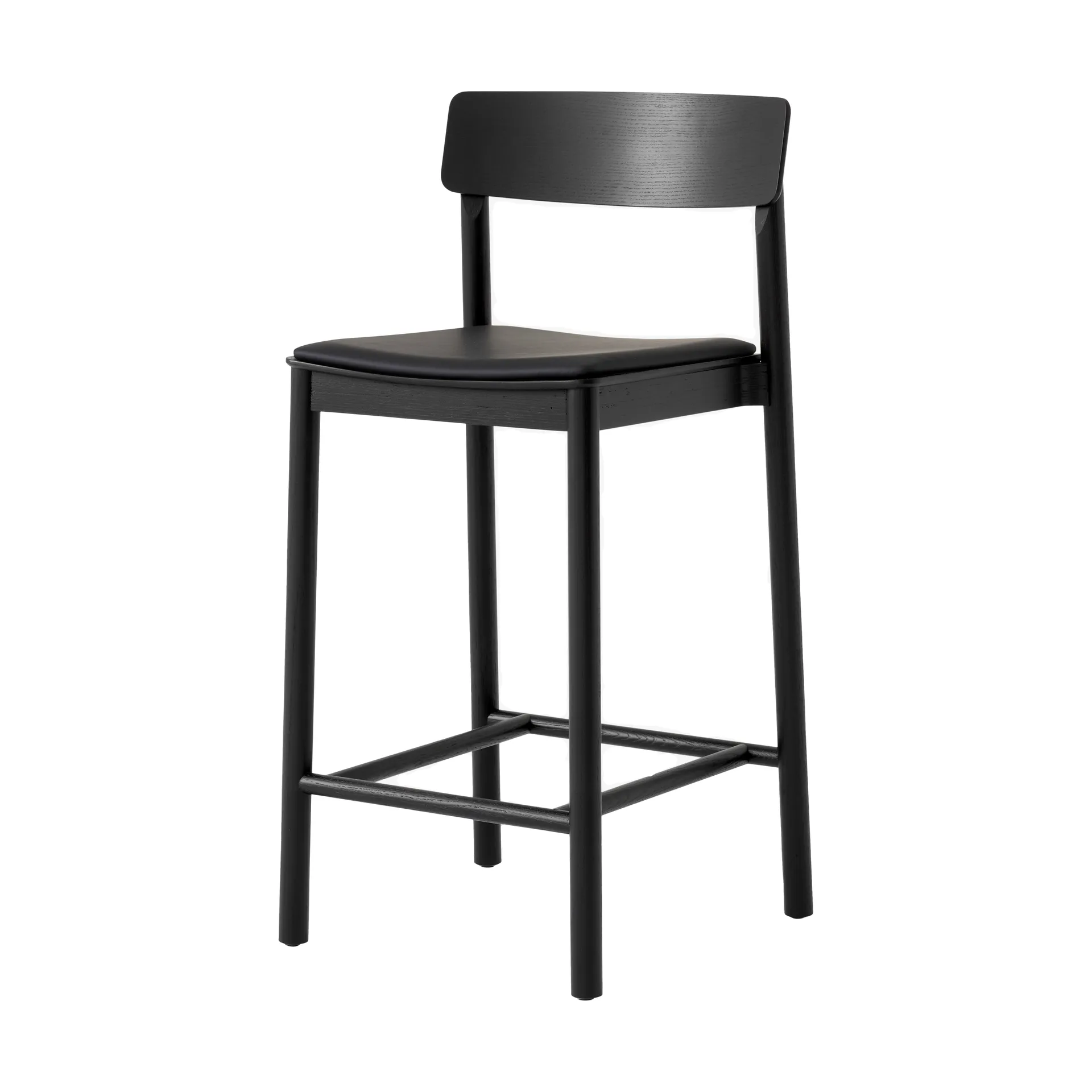 Tabouret de bar Betty TK14 Counter Chair 65 cm, Cuir noir Noble-frêne laqué noir &Tradition