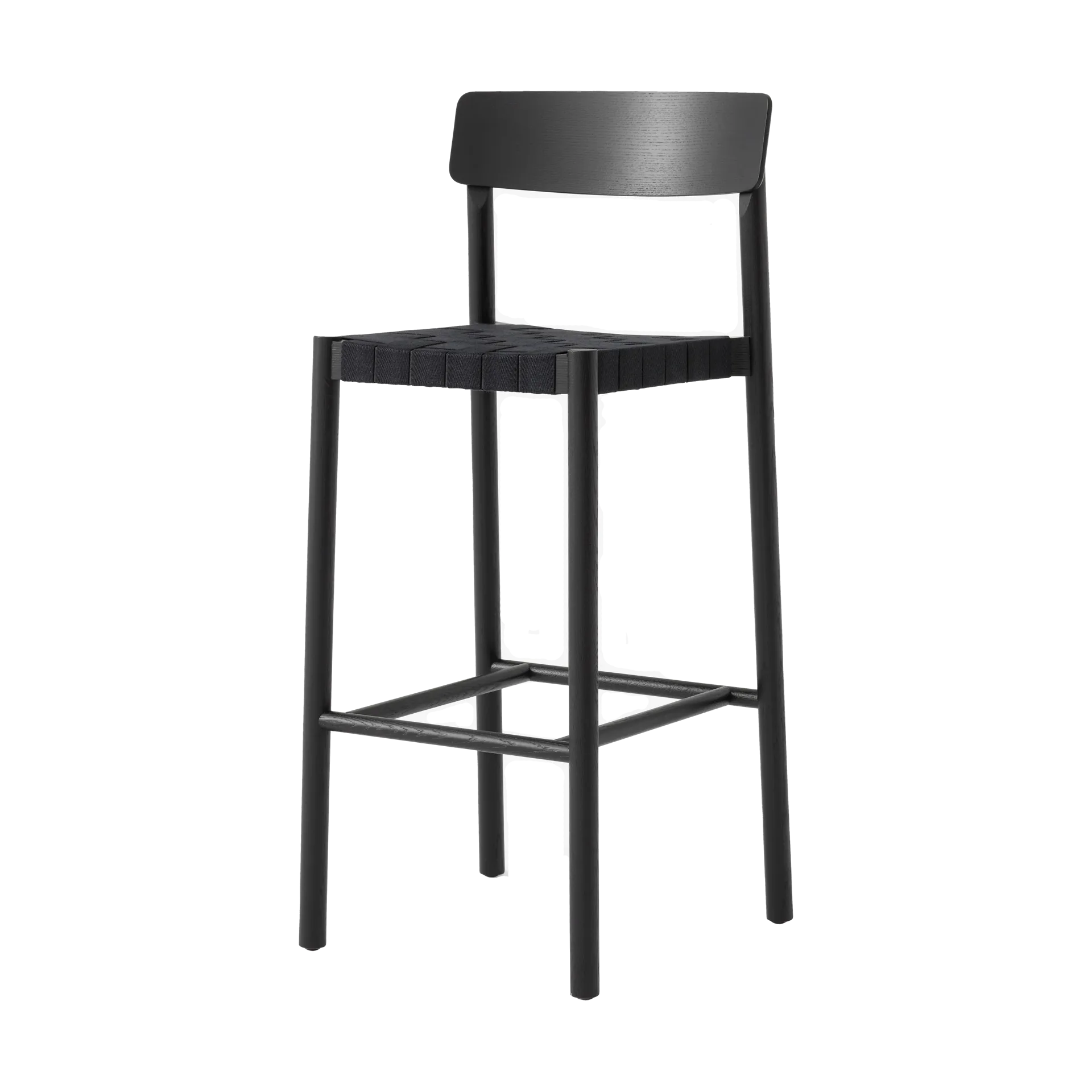Tabouret de bar Betty TK15 Bar Chair 75 cm, Frêne laqué noir-lin noir &Tradition