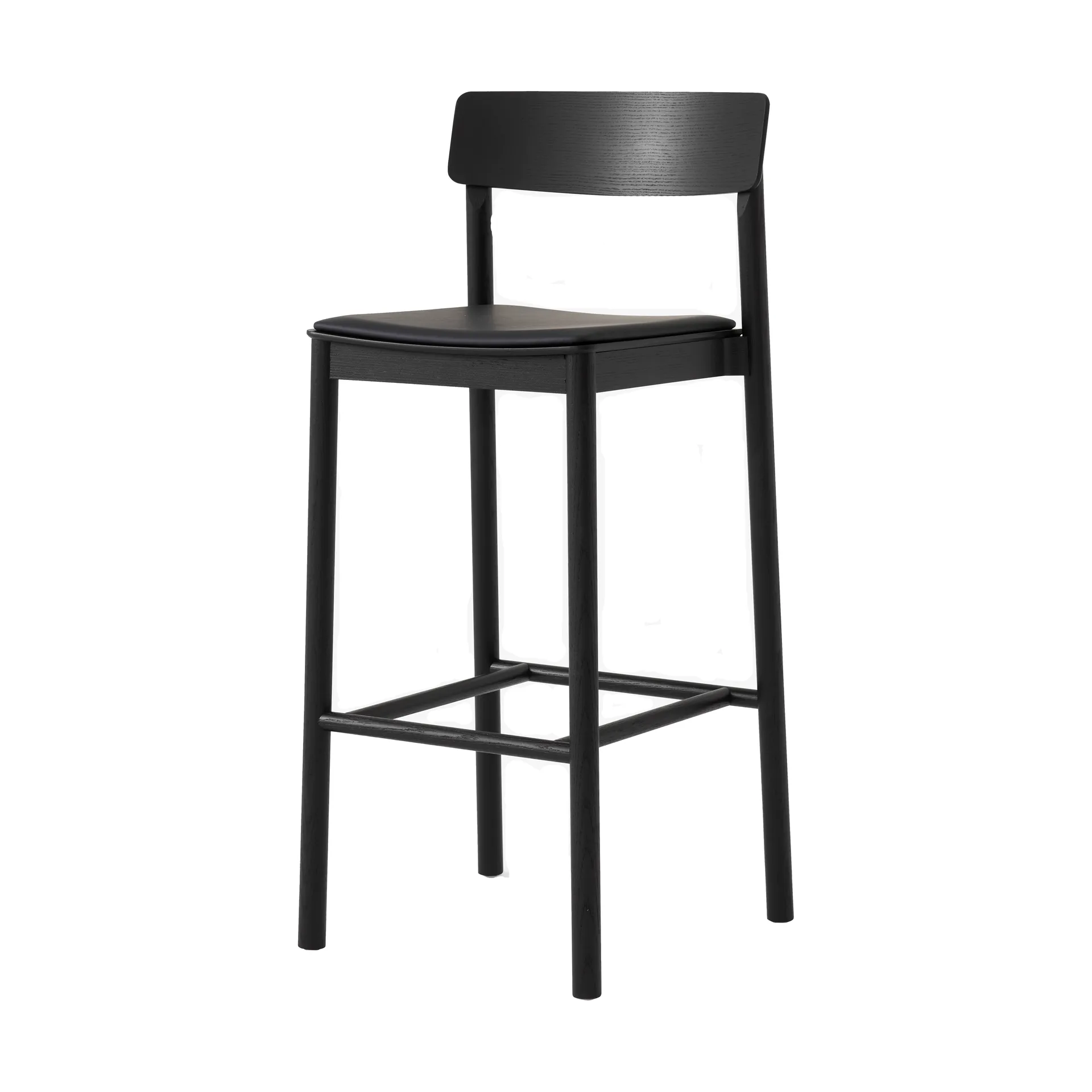 Tabouret de bar Betty TK17 Bar Chair 75 cm, Cuir noir Noble-frêne laqué noir &Tradition